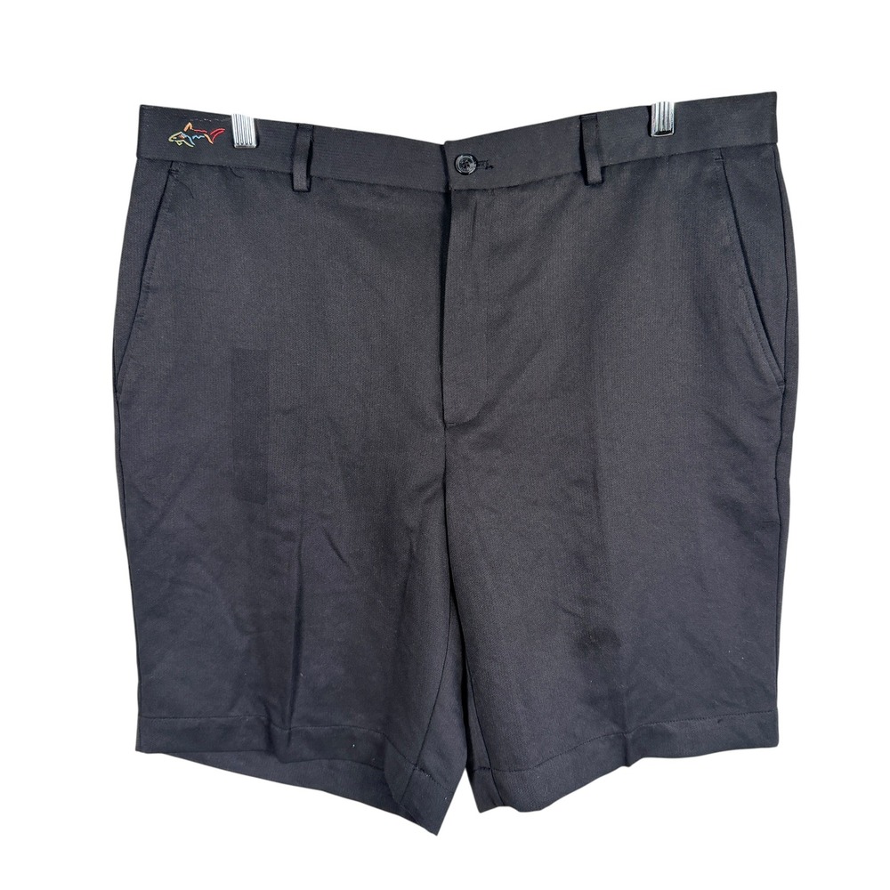 Greg Norman Golf‎ Shorts Mens 36 Black Natural Performance G7XSH813 Shark Logo